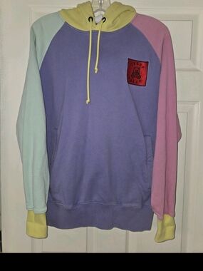Teddy Fresh Pastel Colorblock Hoodie - Lavender, Mint, Pink & Yellow Small